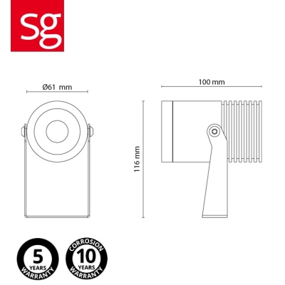 Dimensions projecteur rond SG HOVDEN MIdi 12W