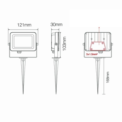 Dimensions projecteur BENEITO SKY 10W sur piquet