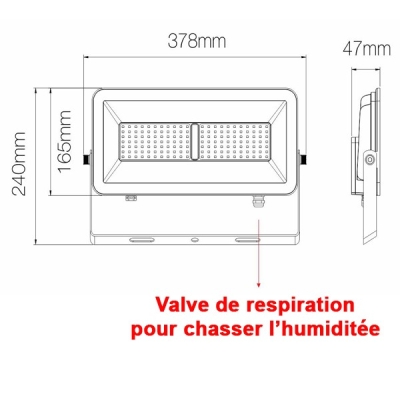 Dimensions projecteur BENEITO Polaris 100W