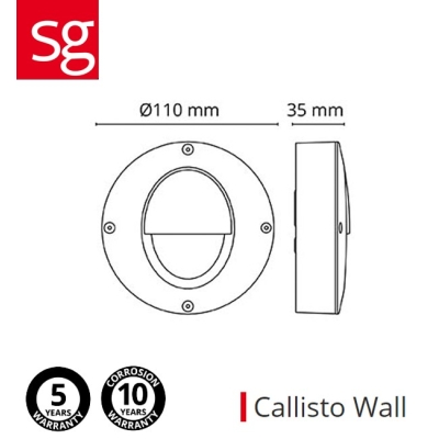 Dimensions luminaire mural extérieur LED SG Callisto