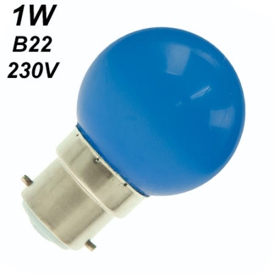 Ampoule sphérique bleue culot baïonnette B22 - LED 1W