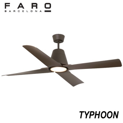 FARO 33490-16 TYPHOON - Ventilateur IP44 marron avec lumière