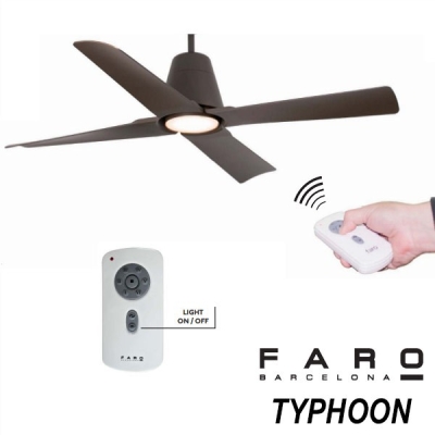 FARO 33490-16 TYPHOON - Ventilateur IP44 marron avec lumière