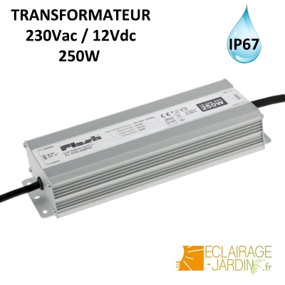 Transformateur étanche 12V 250W IP67