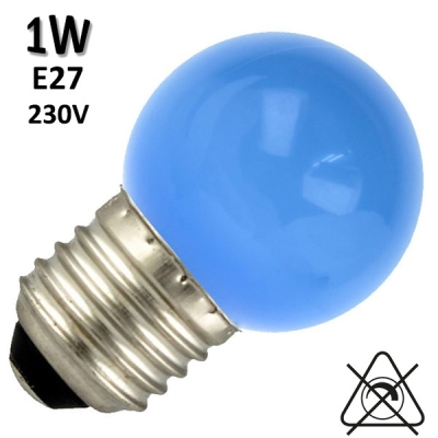 Ampoule sphérique bleue culot à vis E27 - LED 1W