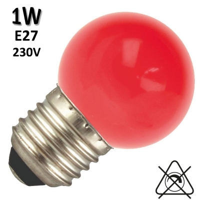 Ampoule sphérique rouge culot à vis E27 - LED 1W