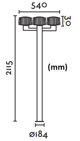 Dimensions lampadaire FARO MUFFIN 3 crosses